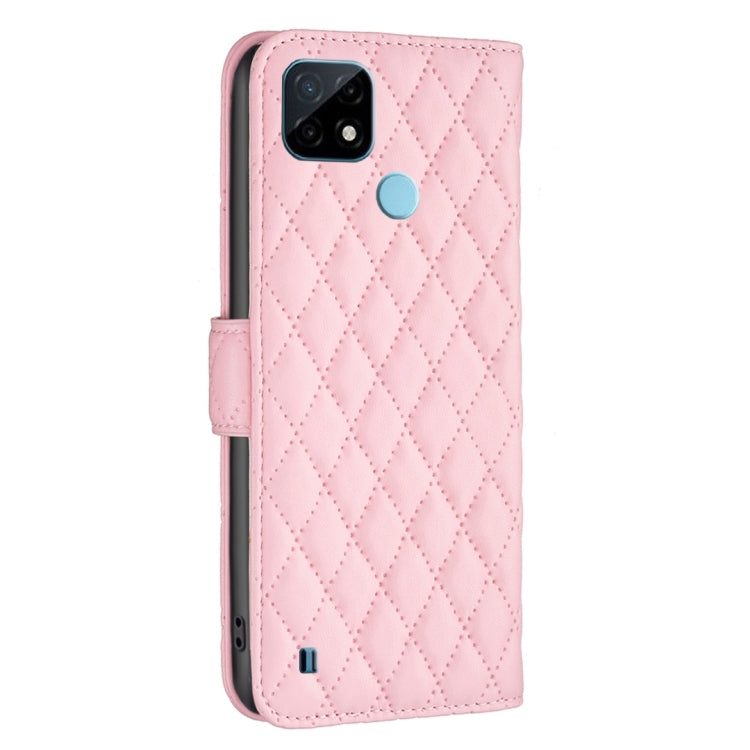 For OPPO Realme C21 / C20 Diamond Lattice Wallet Leather Flip Phone Case