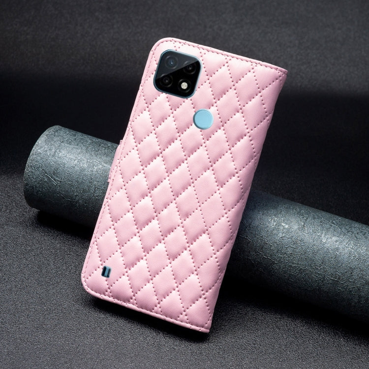 For OPPO Realme C21 / C20 Diamond Lattice Wallet Leather Flip Phone Case