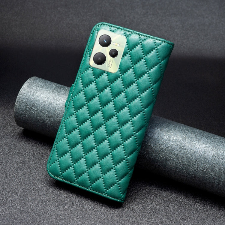 For OPPO Realme C35 Diamond Lattice Wallet Leather Flip Phone Case