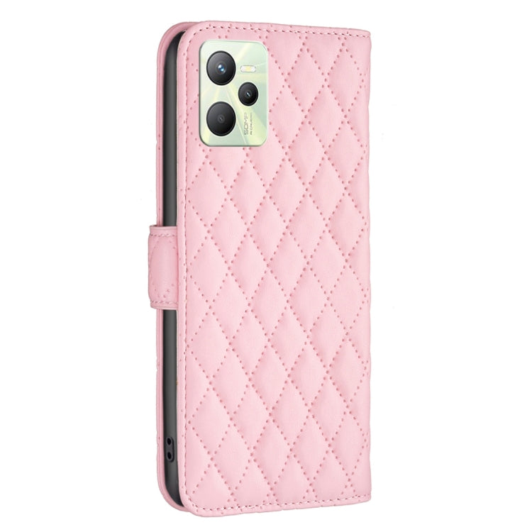 For OPPO Realme C35 Diamond Lattice Wallet Leather Flip Phone Case