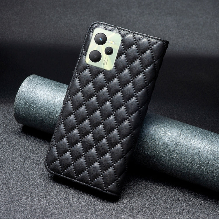 For OPPO Realme C35 Diamond Lattice Wallet Leather Flip Phone Case
