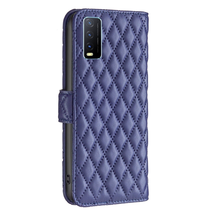For vivo Y20 Diamond Lattice Wallet Leather Flip Phone Case