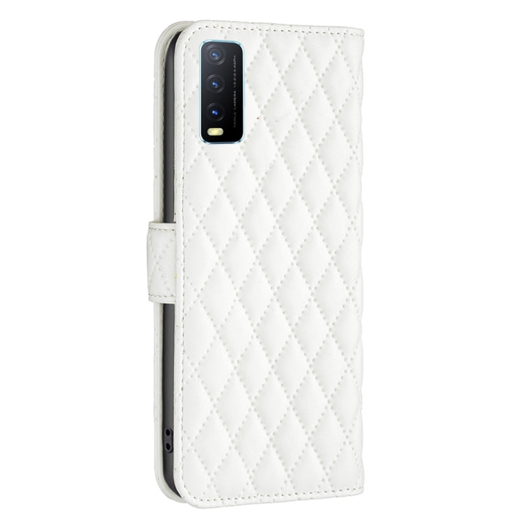For vivo Y20 Diamond Lattice Wallet Leather Flip Phone Case