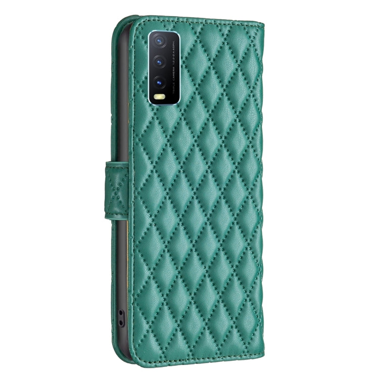 For vivo Y20 Diamond Lattice Wallet Leather Flip Phone Case