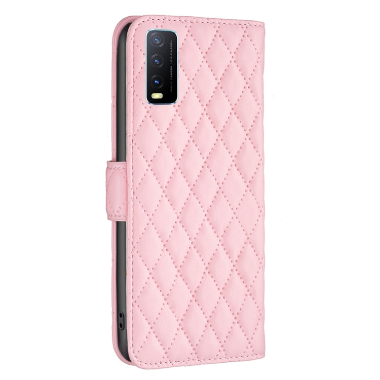 For vivo Y20 Diamond Lattice Wallet Leather Flip Phone Case
