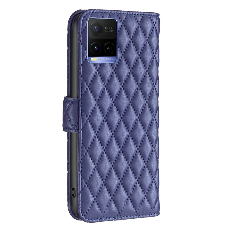 For vivo Y21 / Y17 / Y21s Diamond Lattice Wallet Leather Flip Phone Case