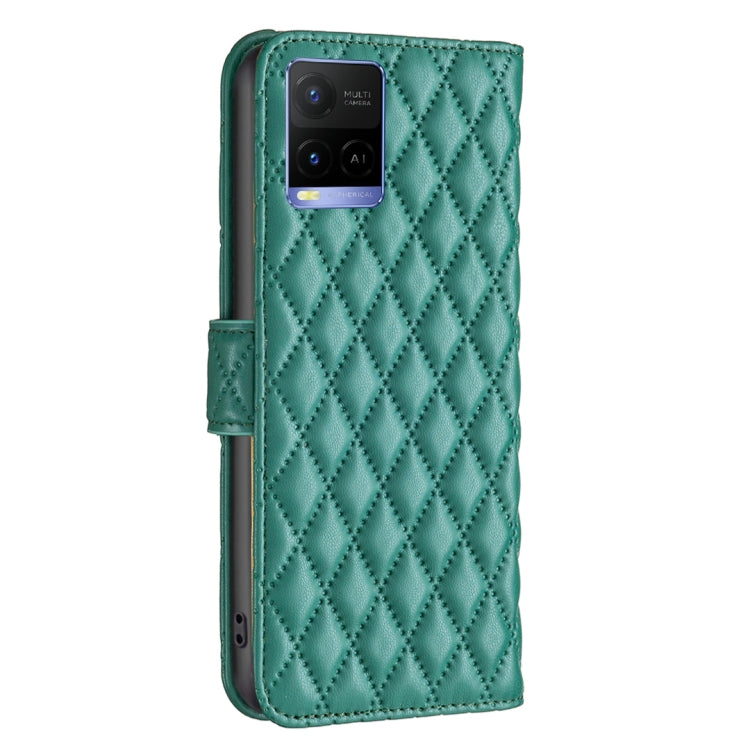 For vivo Y21 / Y17 / Y21s Diamond Lattice Wallet Leather Flip Phone Case