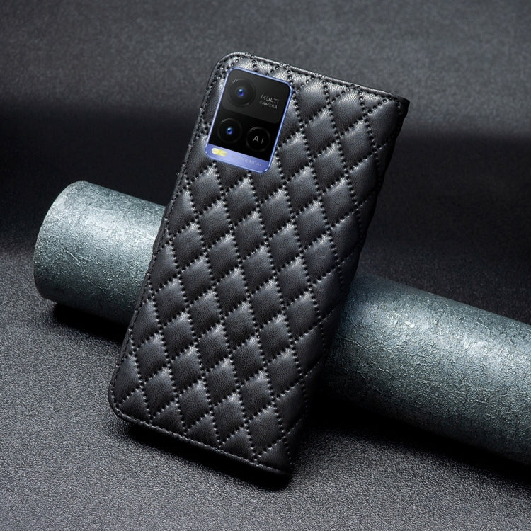 For vivo Y21 / Y17 / Y21s Diamond Lattice Wallet Leather Flip Phone Case