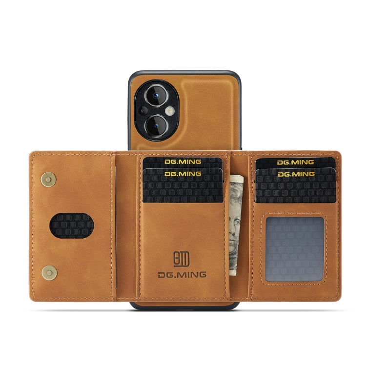 For OnePlus Nord N20 5G DG.MING M2 Series 3-Fold Multi Card Bag Phone Case