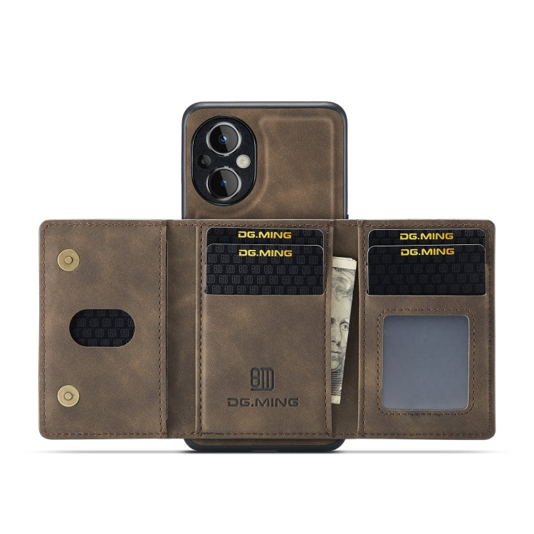 For OnePlus Nord N20 5G DG.MING M2 Series 3-Fold Multi Card Bag Phone Case