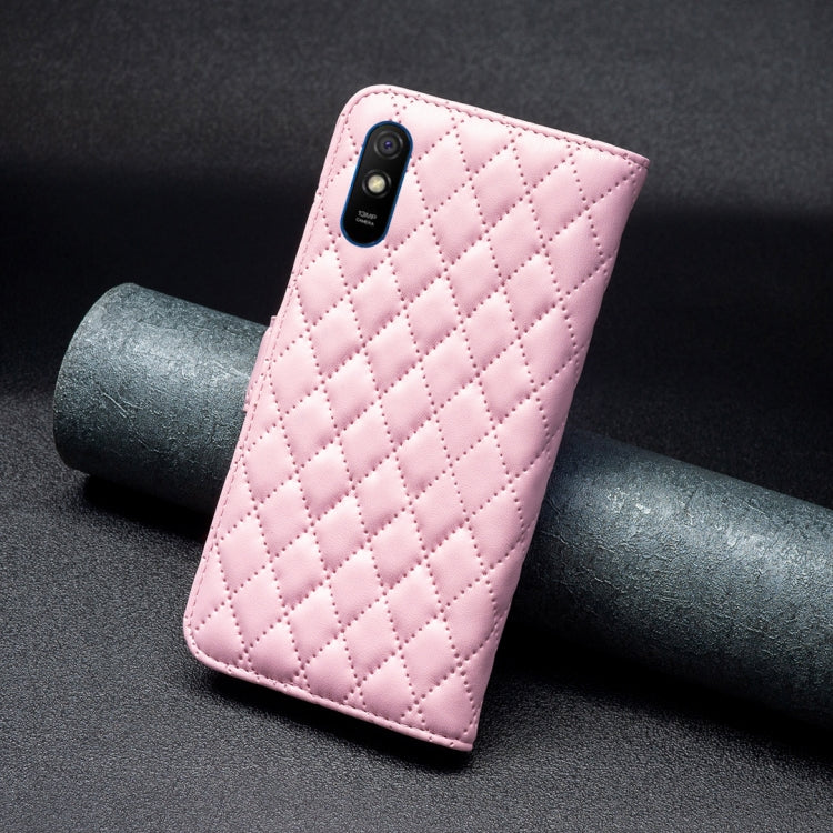 For Xiaomi Redmi 9A Diamond Lattice Wallet Leather Flip Phone Case