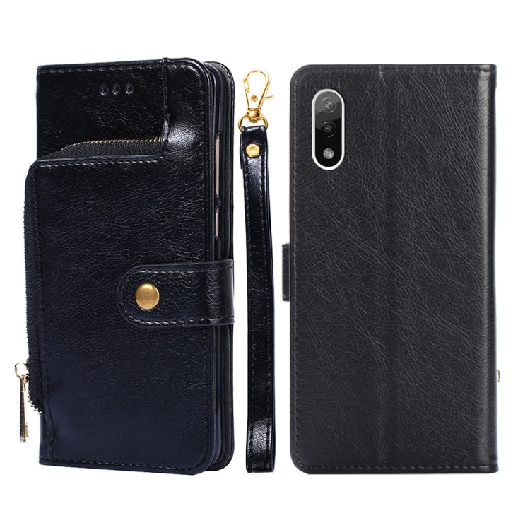 For Sony Xperia Ace II Zipper Bag PU + TPU Horizontal Flip Leather Phone Case