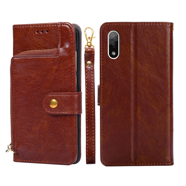 For Sony Xperia Ace II Zipper Bag PU + TPU Horizontal Flip Leather Phone Case