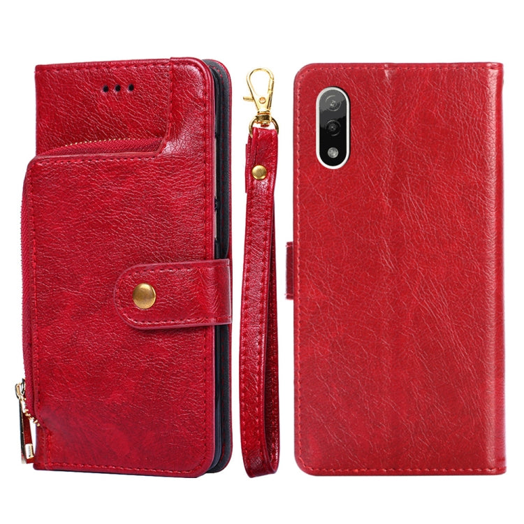 For Sony Xperia Ace II Zipper Bag PU + TPU Horizontal Flip Leather Phone Case