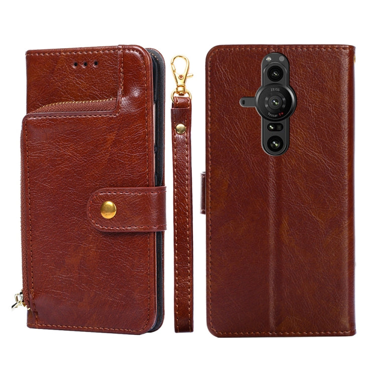 For Sony Xperia Pro-I Zipper Bag PU + TPU Horizontal Flip Leather Phone Case