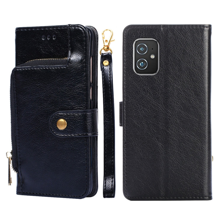 For Asus ZenFone 8 ZS590KS Zipper Bag PU + TPU Horizontal Flip Leather Phone Case