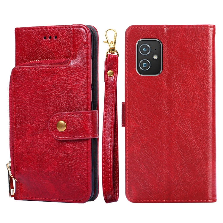 For Asus ZenFone 8 ZS590KS Zipper Bag PU + TPU Horizontal Flip Leather Phone Case