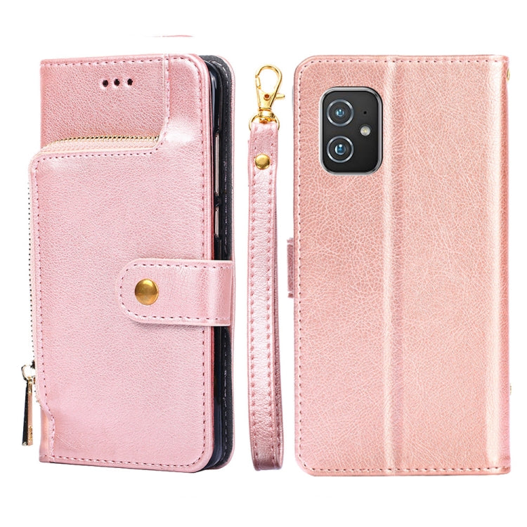 For Asus ZenFone 8 ZS590KS Zipper Bag PU + TPU Horizontal Flip Leather Phone Case