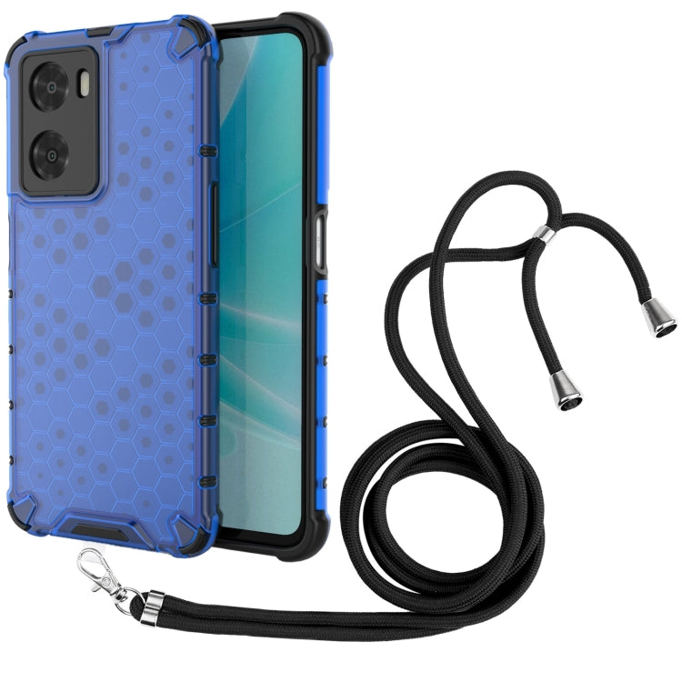 For OPPO A57 4G Global Lanyard Honeycomb Phone Case