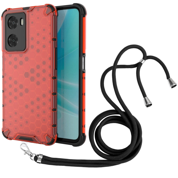 For OPPO A57 4G Global Lanyard Honeycomb Phone Case