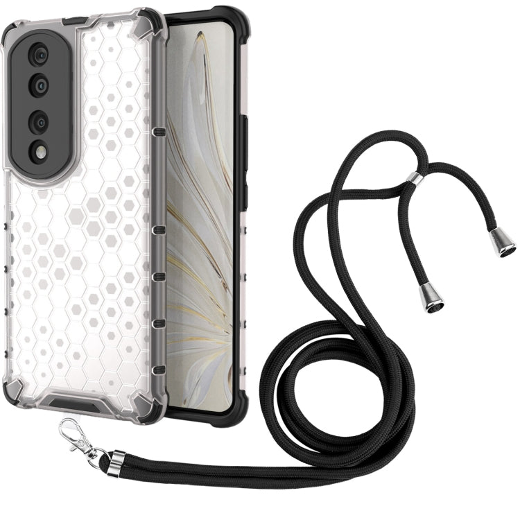 For Honor 70 Pro 5G Lanyard Honeycomb Phone Case