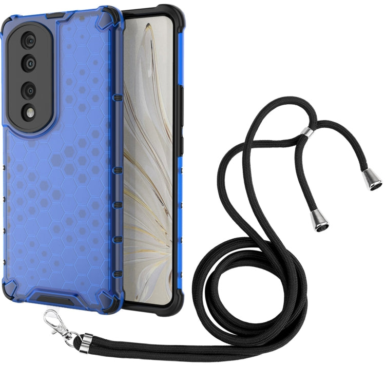 For Honor 70 Pro 5G Lanyard Honeycomb Phone Case