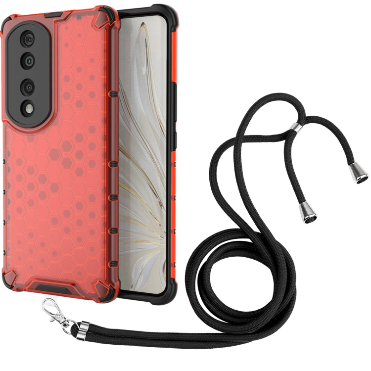 For Honor 70 Pro 5G Lanyard Honeycomb Phone Case
