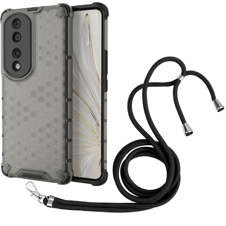 For Honor 70 Pro 5G Lanyard Honeycomb Phone Case