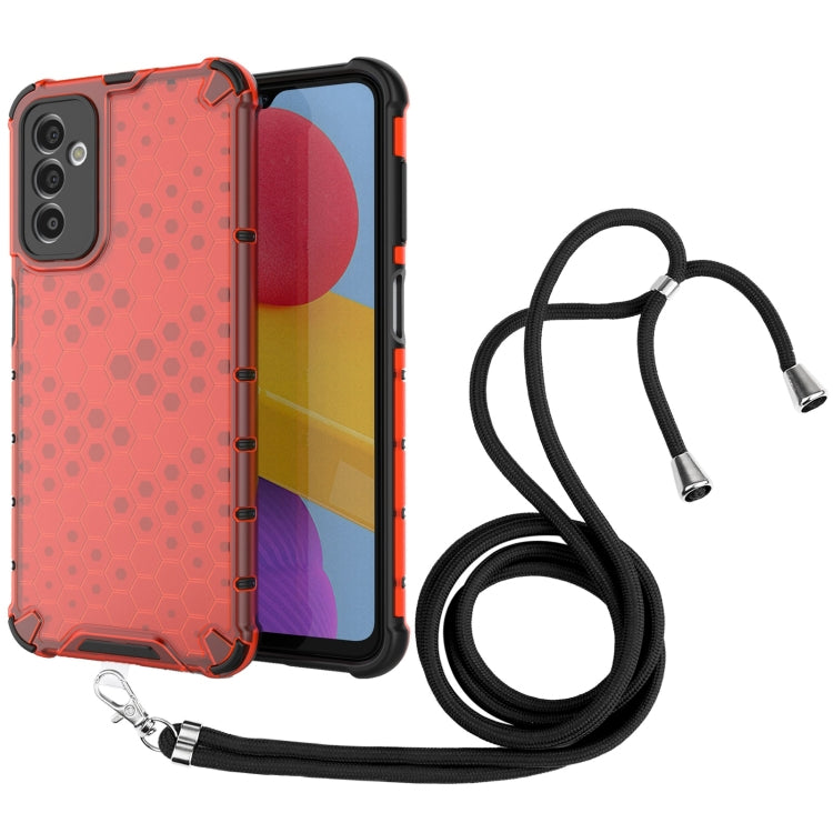 For Samsung Galaxy M13 Lanyard Honeycomb Phone Case