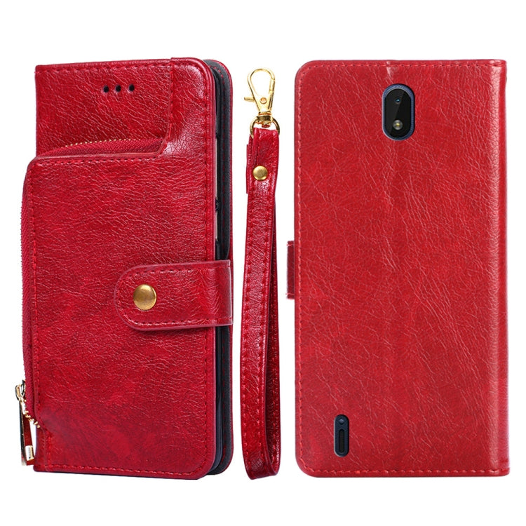 For Nokia C01 Plus/C1 2nd Edition Zipper Bag PU + TPU Horizontal Flip Leather Phone Case