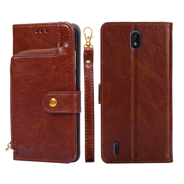 For Nokia C01 Plus/C1 2nd Edition Zipper Bag PU + TPU Horizontal Flip Leather Phone Case