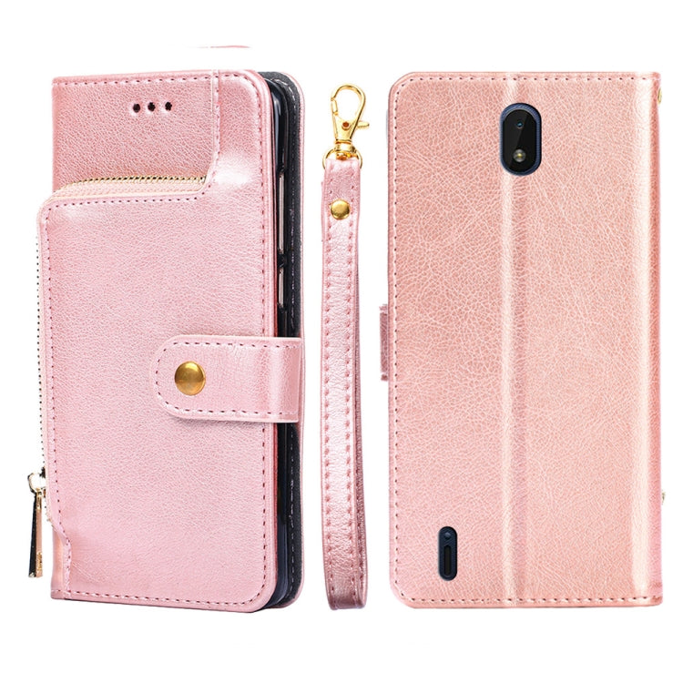 For Nokia C01 Plus/C1 2nd Edition Zipper Bag PU + TPU Horizontal Flip Leather Phone Case