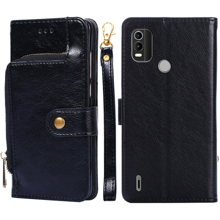 For Nokia C21 Plus Zipper Bag PU + TPU Horizontal Flip Leather Phone Case
