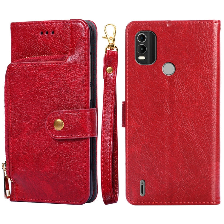For Nokia C21 Plus Zipper Bag PU + TPU Horizontal Flip Leather Phone Case