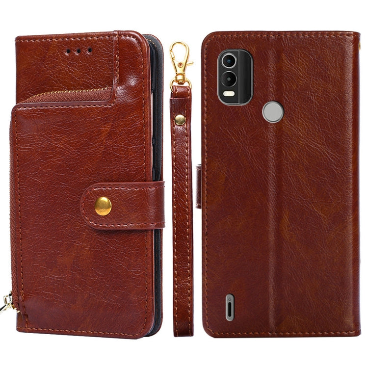 For Nokia C21 Plus Zipper Bag PU + TPU Horizontal Flip Leather Phone Case