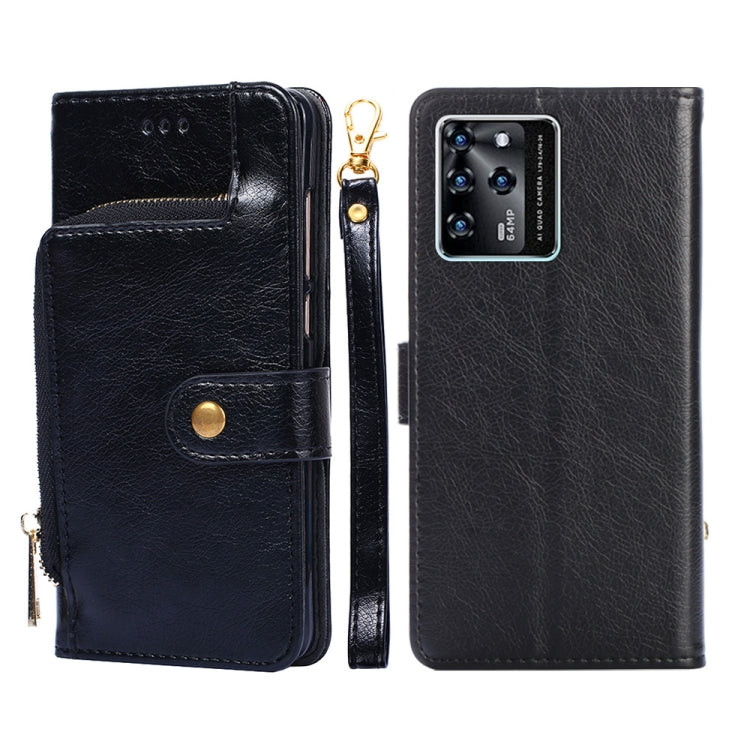 For ZTE Blade V30 Zipper Bag PU + TPU Horizontal Flip Leather Phone Case
