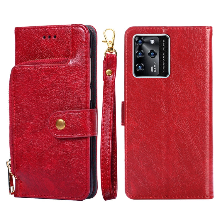 For ZTE Blade V30 Zipper Bag PU + TPU Horizontal Flip Leather Phone Case