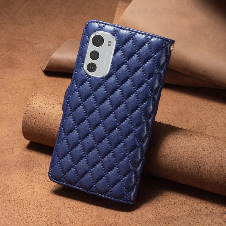 For Motorola Moto E32 4G Diamond Lattice Zipper Wallet Leather Flip Phone Case