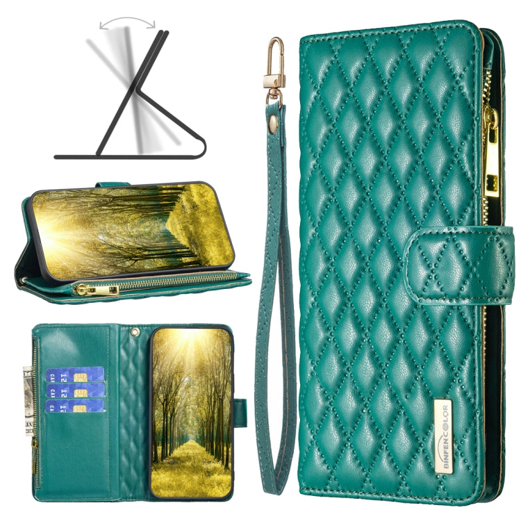 For Motorola Moto E32 4G Diamond Lattice Zipper Wallet Leather Flip Phone Case
