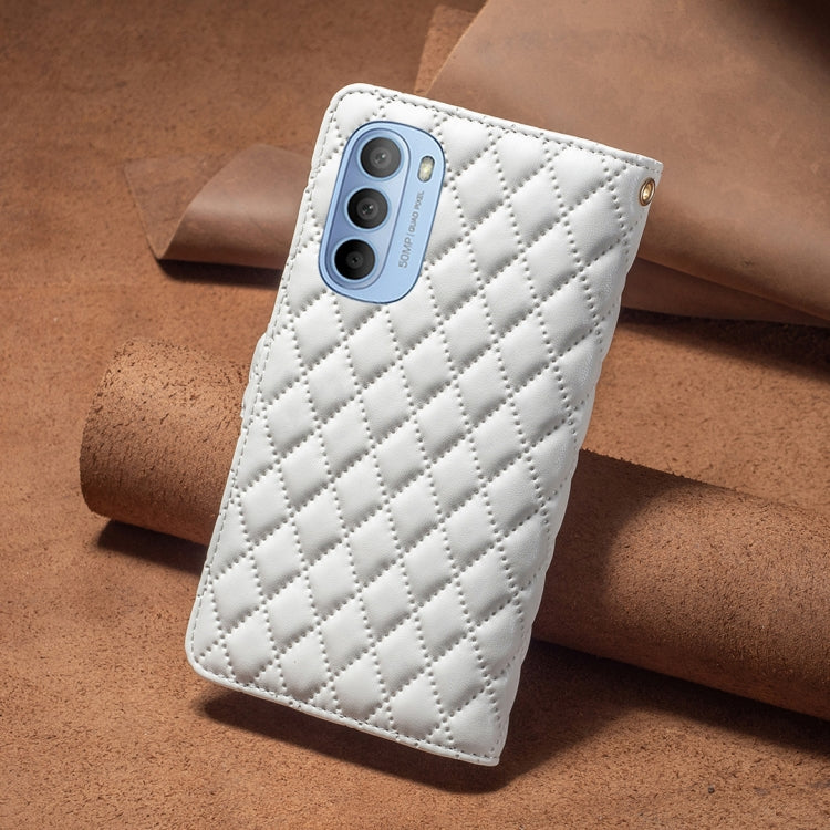 For Motorola Moto G31 / G41 Diamond Lattice Zipper Wallet Leather Flip Phone Case