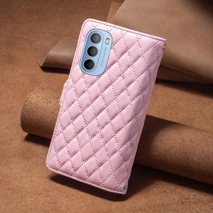For Motorola Moto G31 / G41 Diamond Lattice Zipper Wallet Leather Flip Phone Case