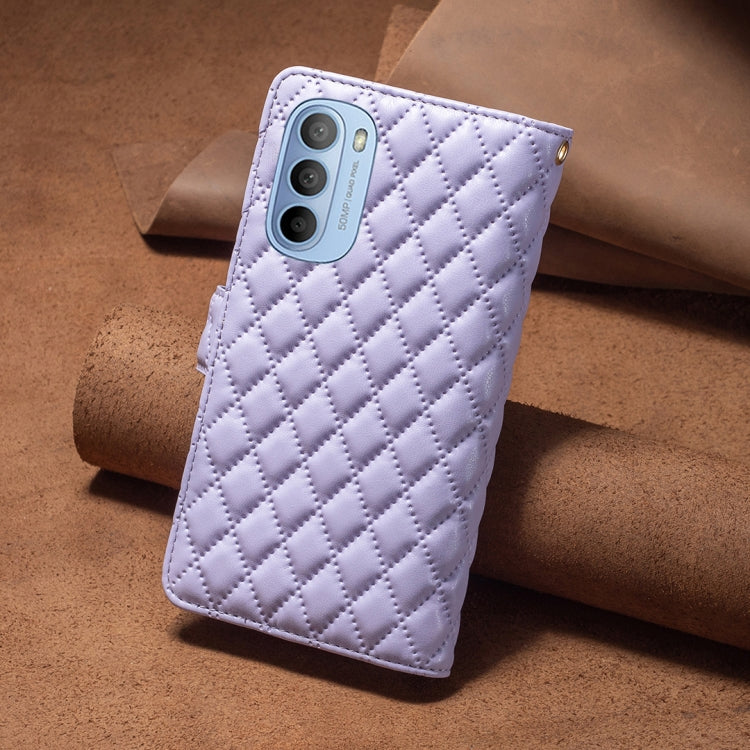 For Motorola Moto G31 / G41 Diamond Lattice Zipper Wallet Leather Flip Phone Case