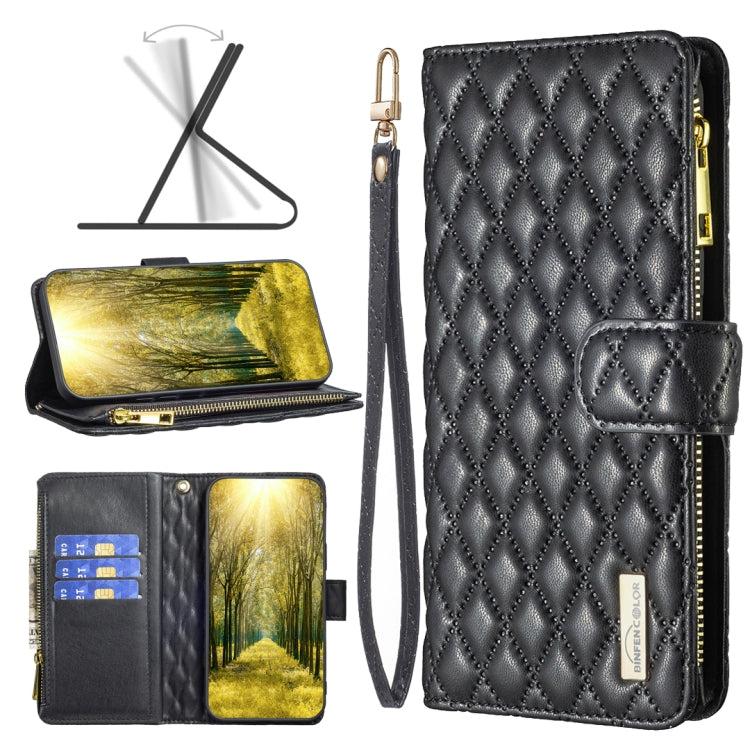 For Motorola Moto G31 / G41 Diamond Lattice Zipper Wallet Leather Flip Phone Case