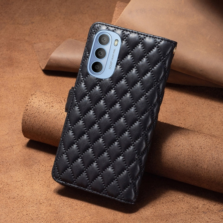 For Motorola Moto G31 / G41 Diamond Lattice Zipper Wallet Leather Flip Phone Case