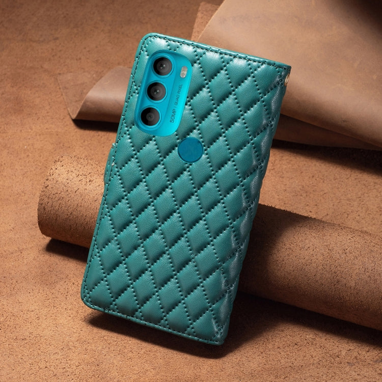For Motorola Moto G71 5G Diamond Lattice Zipper Wallet Leather Flip Phone Case