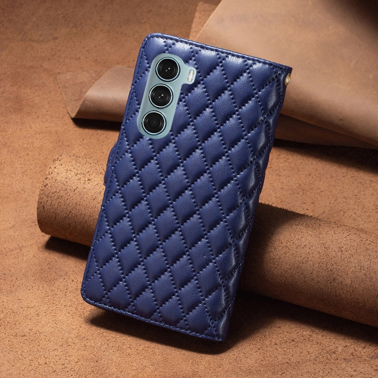 For Motorola Moto G200 5G / Edge S30 5G Diamond Lattice Zipper Wallet Leather Flip Phone Case