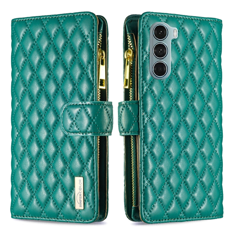 For Motorola Moto G200 5G / Edge S30 5G Diamond Lattice Zipper Wallet Leather Flip Phone Case