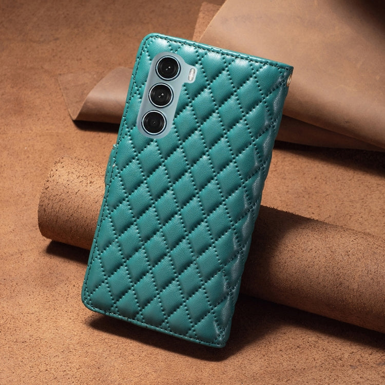 For Motorola Moto G200 5G / Edge S30 5G Diamond Lattice Zipper Wallet Leather Flip Phone Case