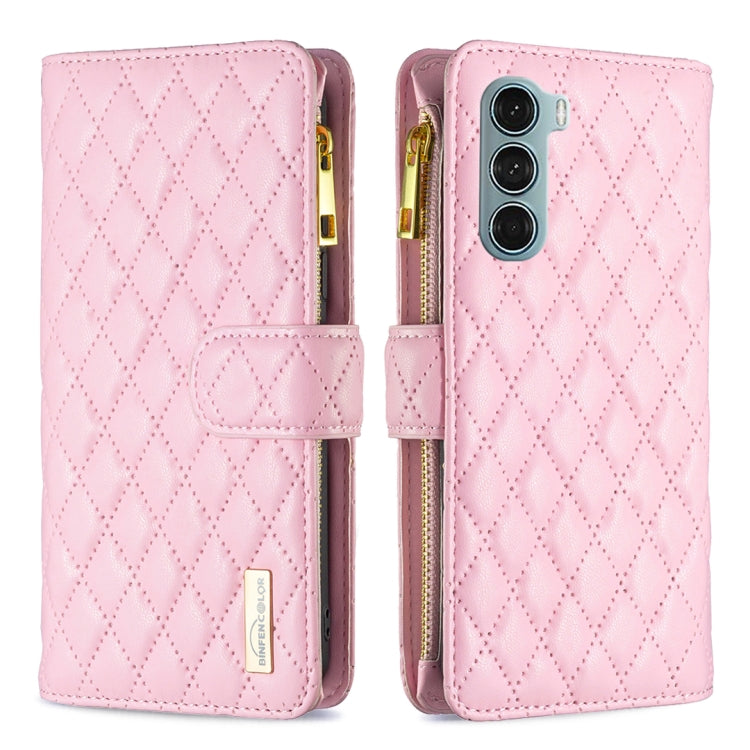 For Motorola Moto G200 5G / Edge S30 5G Diamond Lattice Zipper Wallet Leather Flip Phone Case