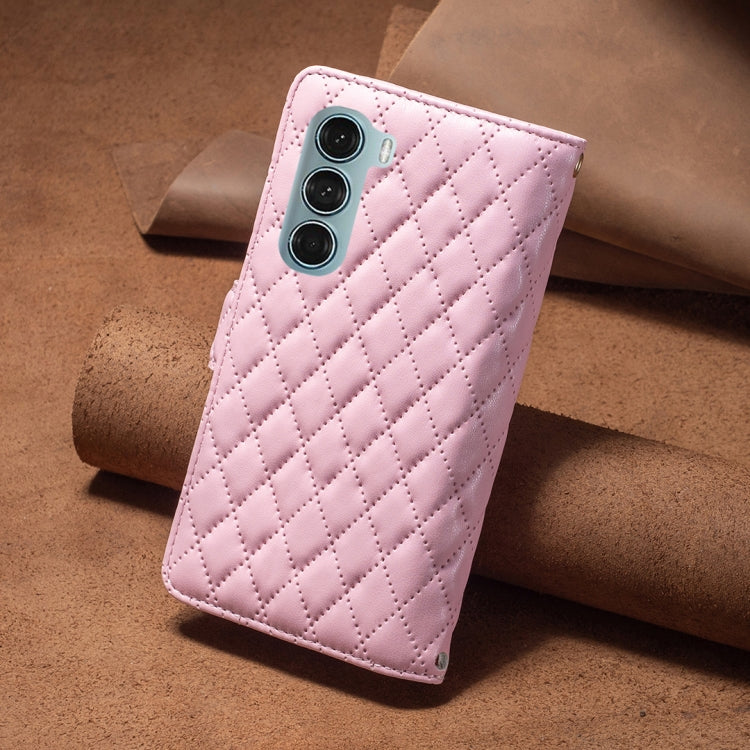 For Motorola Moto G200 5G / Edge S30 5G Diamond Lattice Zipper Wallet Leather Flip Phone Case